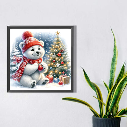 Winter White Bear Prepares Accessories - Full Square Drill Diamond Painting 30*30CM