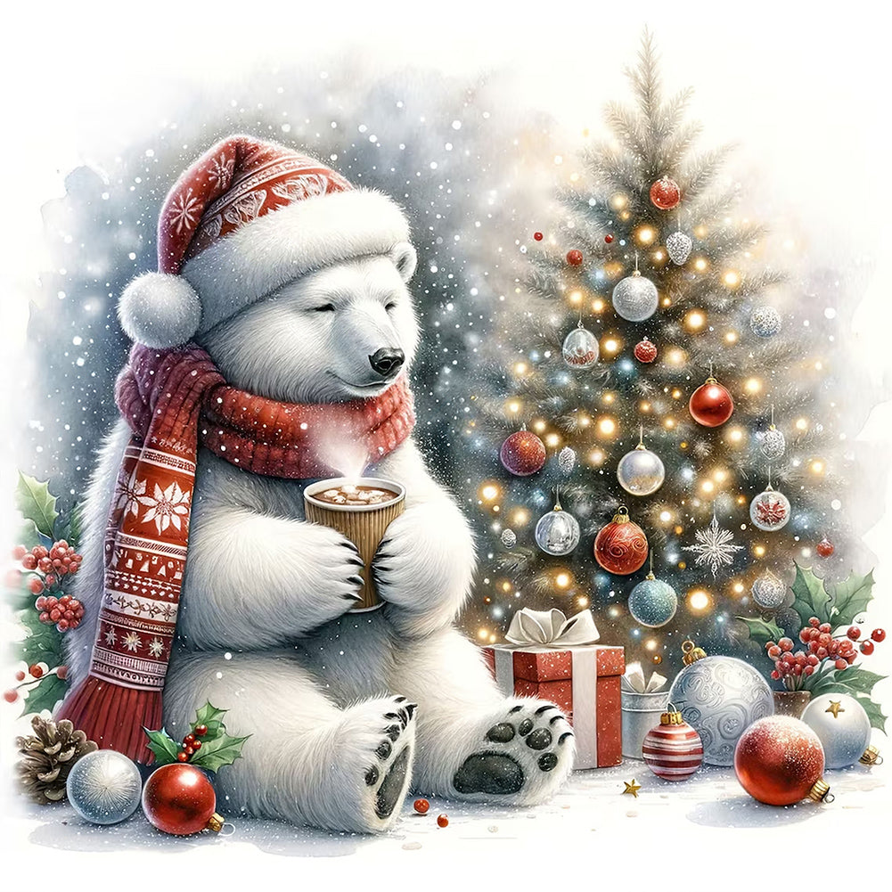 Winter White Bear Waiting For Time - Full Square Drill Diamond Painting 30*30CM