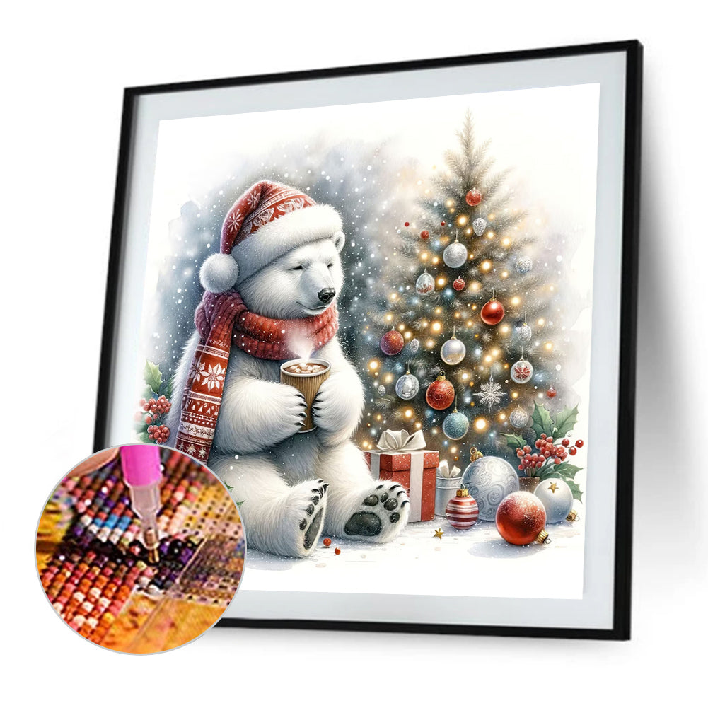 Winter White Bear Waiting For Time - Full Square Drill Diamond Painting 30*30CM