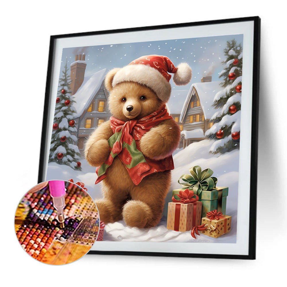 Bear Christmas - Full Round Drill Diamond Painting 35*35CM