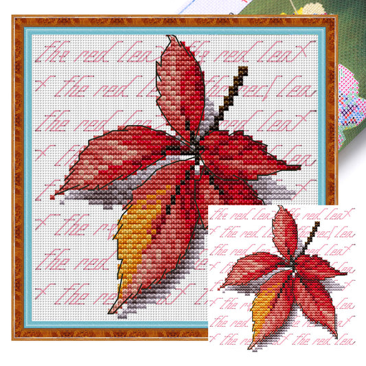 Maple Leaf(1) - 11CT Stamped Cross Stitch 20*20CM(Joy Sunday)