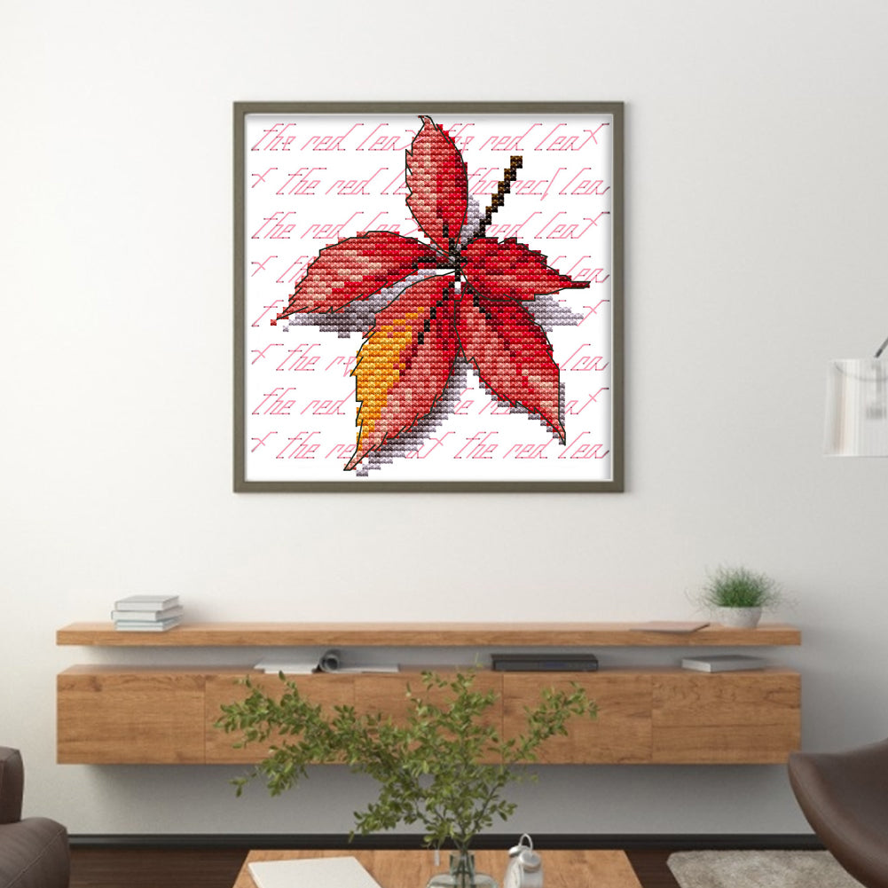 Maple Leaf(1) - 11CT Stamped Cross Stitch 20*20CM(Joy Sunday)