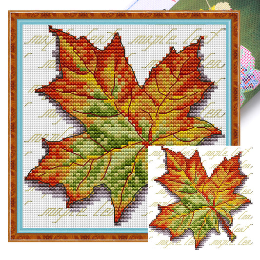 Maple Leaf(2) - 11CT Stamped Cross Stitch 20*20CM(Joy Sunday)