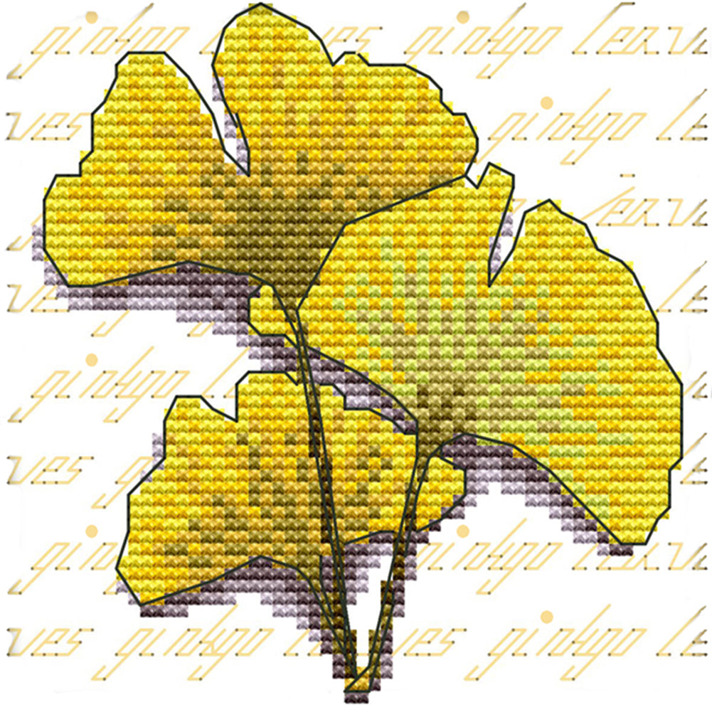 Ginkgo Biloba - 11CT Stamped Cross Stitch 20*20CM(Joy Sunday)