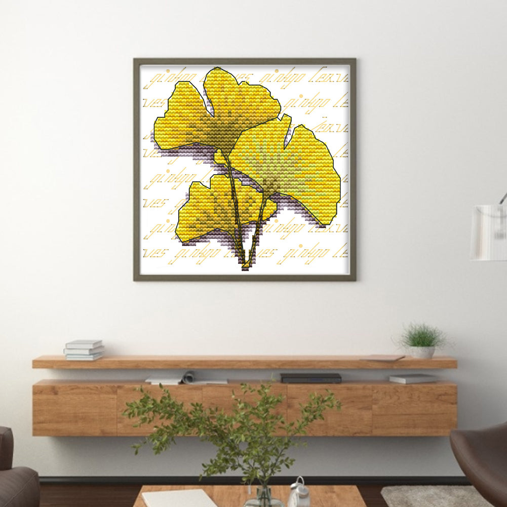 Ginkgo Biloba - 11CT Stamped Cross Stitch 20*20CM(Joy Sunday)