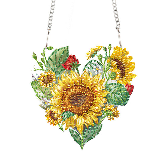 Love Sunflower Special Shaped Diamond Painting Hanging Wreath for Home Decor(#2)