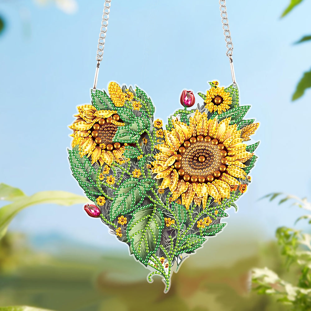 Love Sunflower Special Shaped Diamond Painting Hanging Wreath for Home Decor(#3)