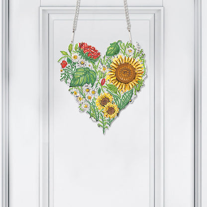 Love Sunflower Special Shaped Diamond Painting Hanging Wreath for Home Decor(#4)