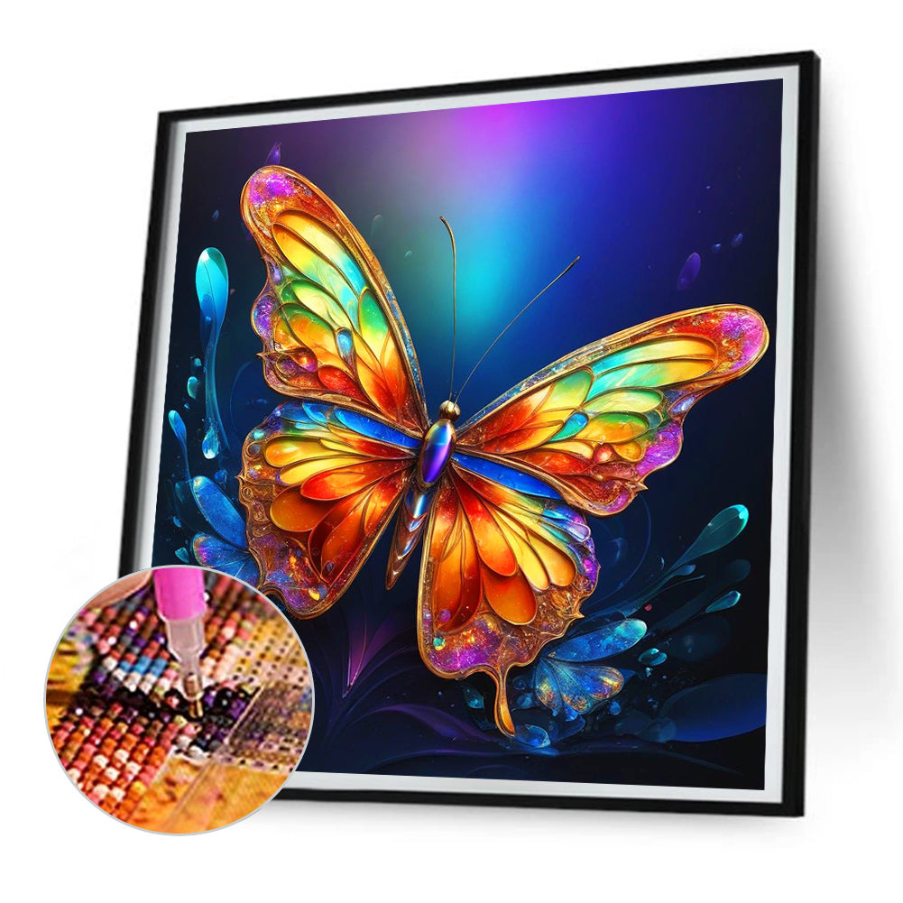 Colorful Butterfly¡¤Darkness - Full Round Drill Diamond Painting 30*30CM