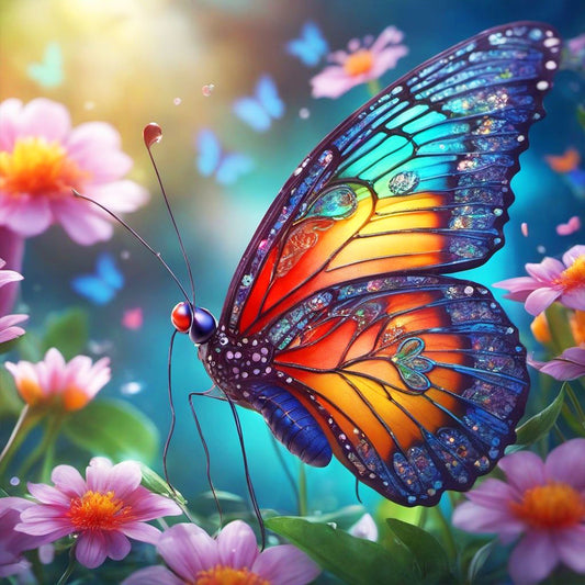 Colorful Butterflies And Flowers - Full Round Drill Diamond Painting 30*30CM
