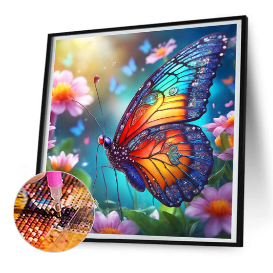 Colorful Butterflies And Flowers - Full Round Drill Diamond Painting 30*30CM
