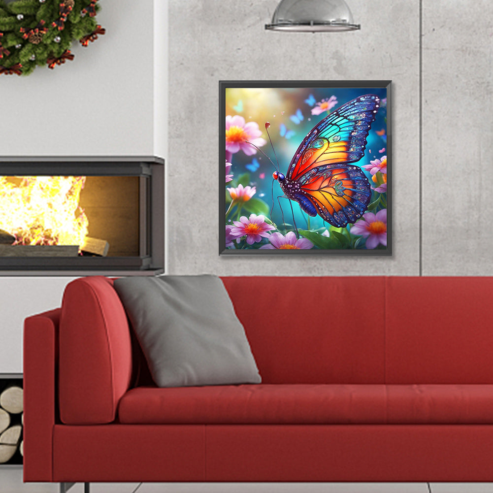 Colorful Butterflies And Flowers - Full Round Drill Diamond Painting 30*30CM