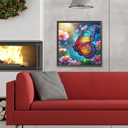 Colorful Butterflies And Flowers - Full Round Drill Diamond Painting 30*30CM