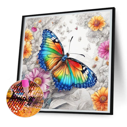 Colorful Butterfly¡¤Line Draft - Full Round Drill Diamond Painting 30*30CM