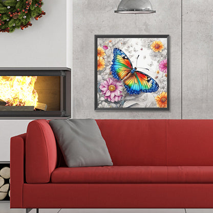 Colorful Butterfly¡¤Line Draft - Full Round Drill Diamond Painting 30*30CM