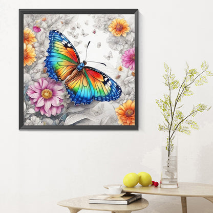 Colorful Butterfly¡¤Line Draft - Full Round Drill Diamond Painting 30*30CM