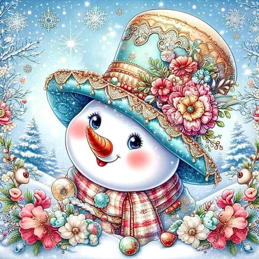 Decorated Snowman Sleigh - Full Round Drill Diamond Painting 30*30CM