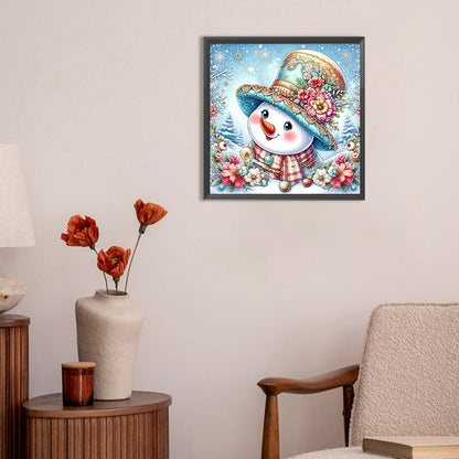 Decorated Snowman Sleigh - Full Round Drill Diamond Painting 30*30CM