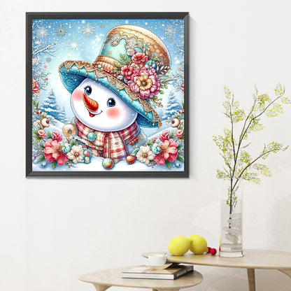 Decorated Snowman Sleigh - Full Round Drill Diamond Painting 30*30CM