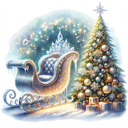 Christmas Tree Sleigh - Full Round Drill Diamond Painting 30*30CM