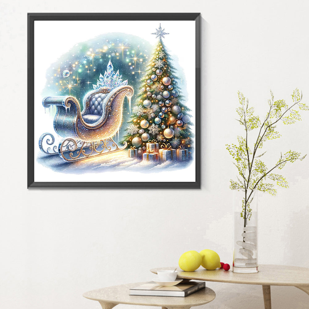 Christmas Tree Sleigh - Full Round Drill Diamond Painting 30*30CM