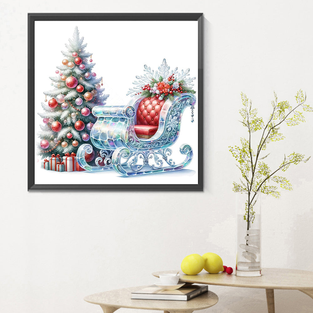 Sleigh Christmas Tree - Full Round Drill Diamond Painting 30*30CM