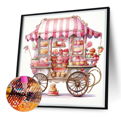 Pink Dessert Shop Trolley - Full Round Drill Diamond Painting 30*30CM