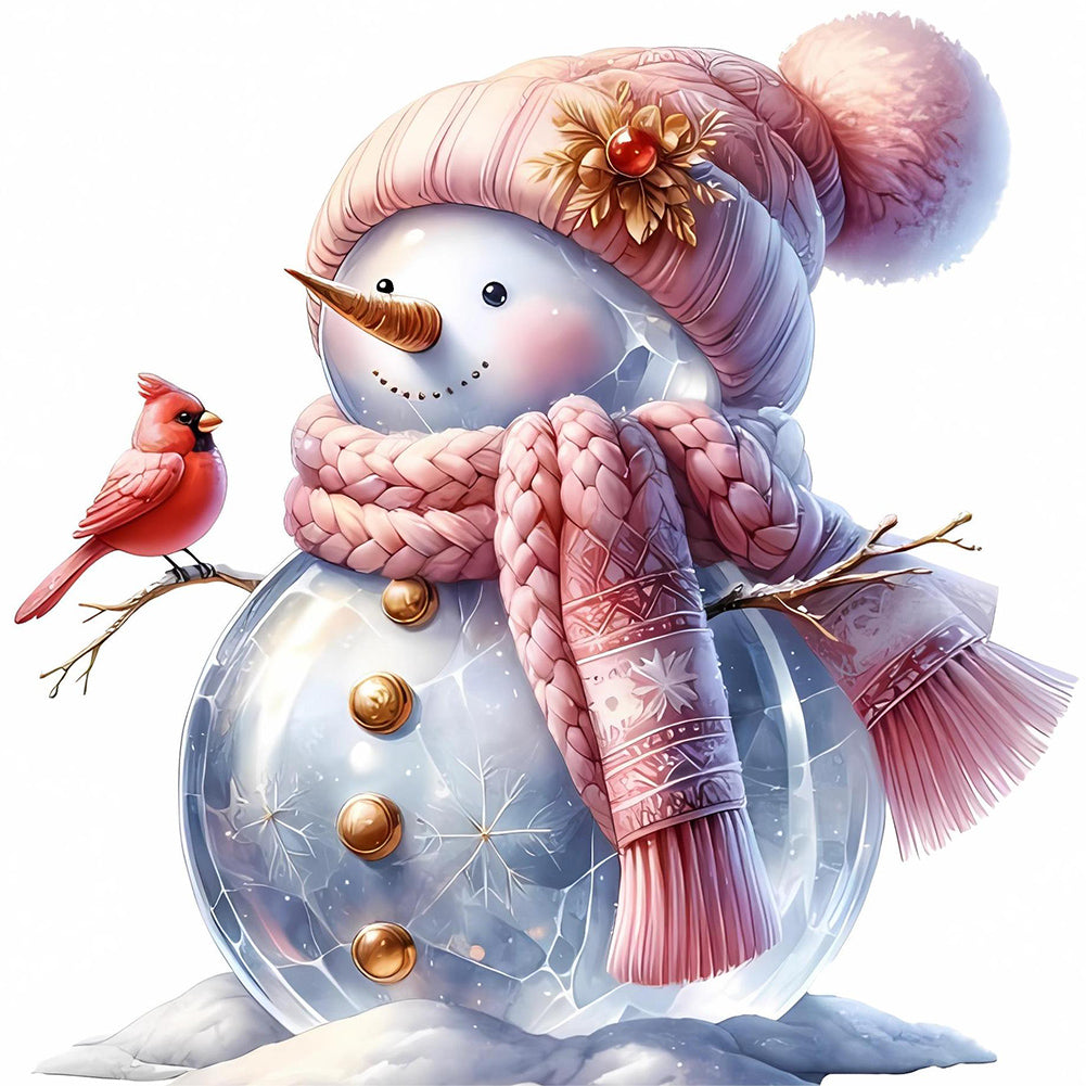 Pink Snowman - Full Round Drill Diamond Painting 30*30CM