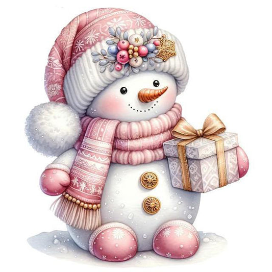 Pink Snowman - Full Round Drill Diamond Painting 30*30CM