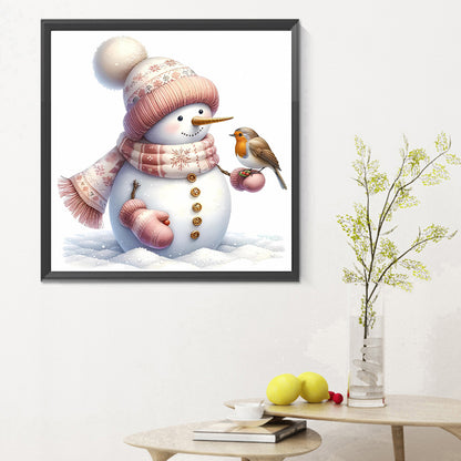 Pink Snowman - Full Round Drill Diamond Painting 30*30CM