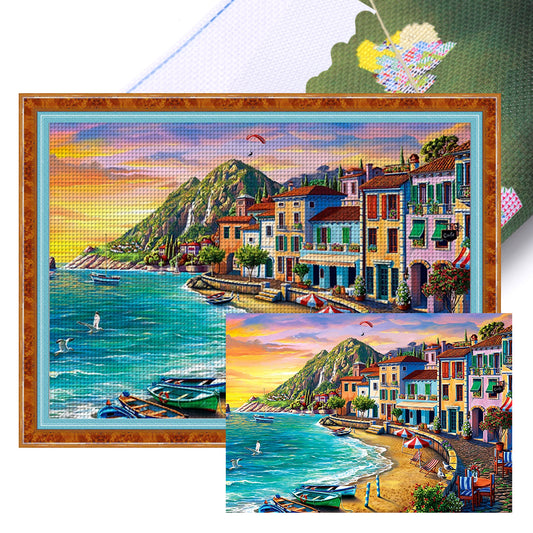 Coastal City - 16CT Stamped Cross Stitch 60*45CM(Joy Sunday)