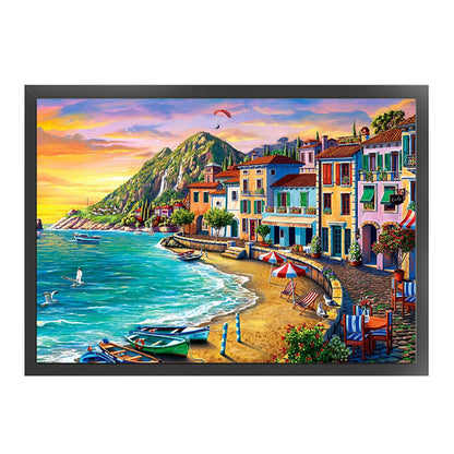 Coastal City - 16CT Stamped Cross Stitch 60*45CM(Joy Sunday)