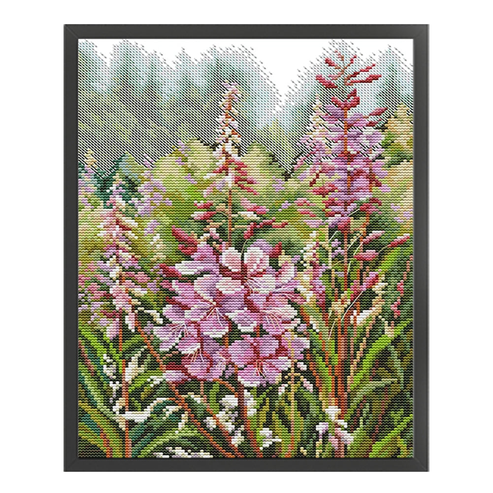 Wild Flowers - 14CT Stamped Cross Stitch 27*35CM(Joy Sunday)