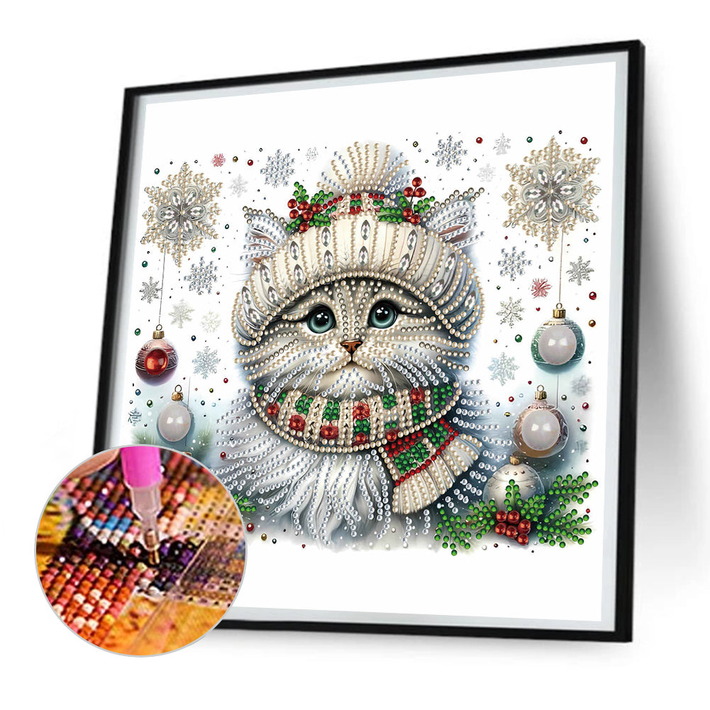 Christmas Kitten - Special Shaped Drill Diamond Painting 30*30CM