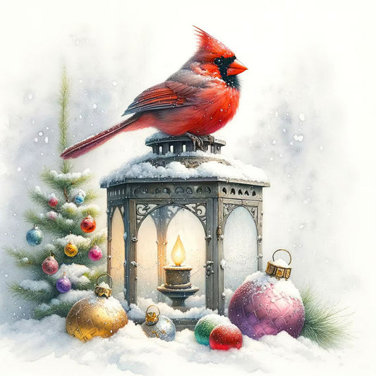 Cardinal On The Light - Full Round Drill Diamond Painting 40*40CM