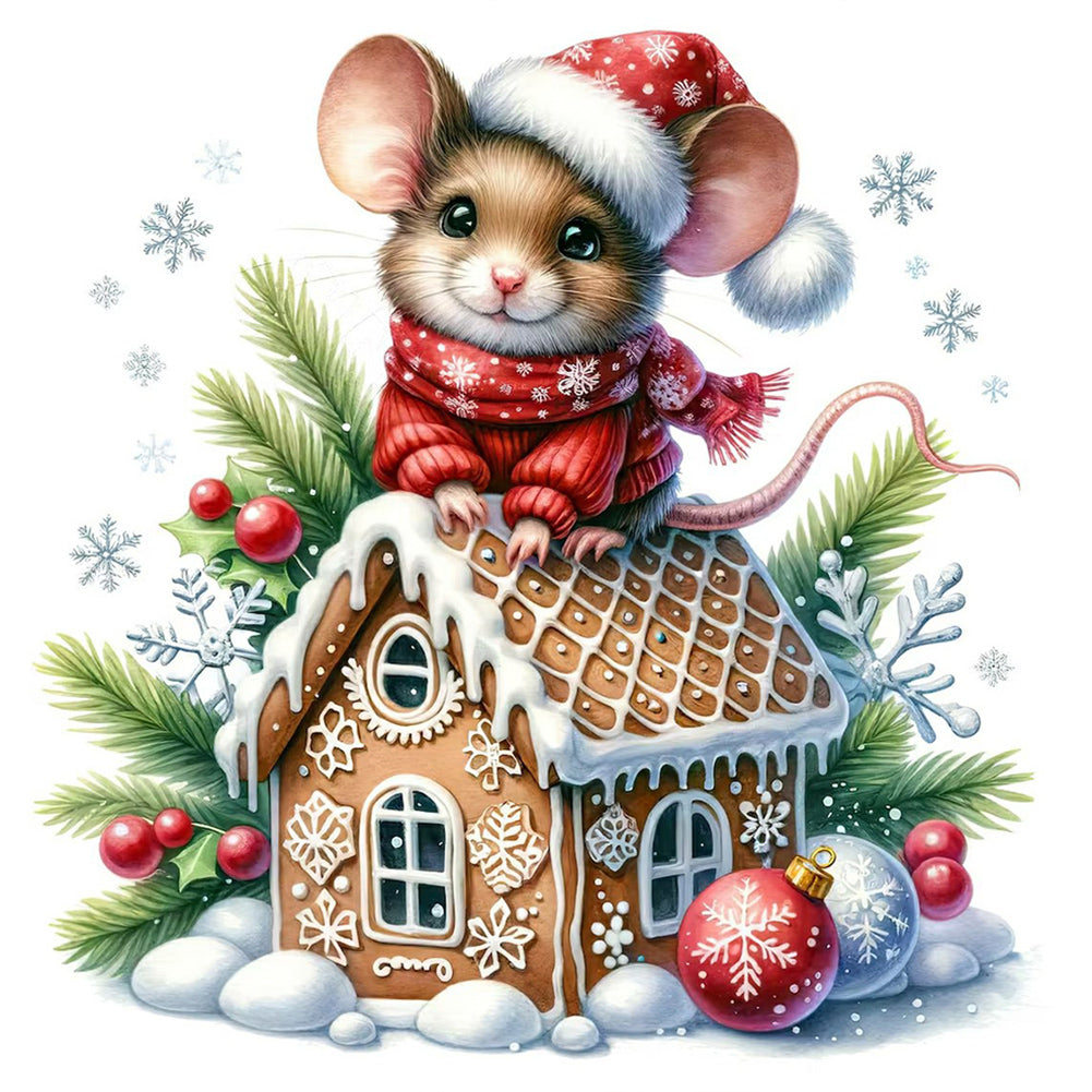 Cookie Christmas Mouse - Full Round Drill Diamond Painting 40*40CM