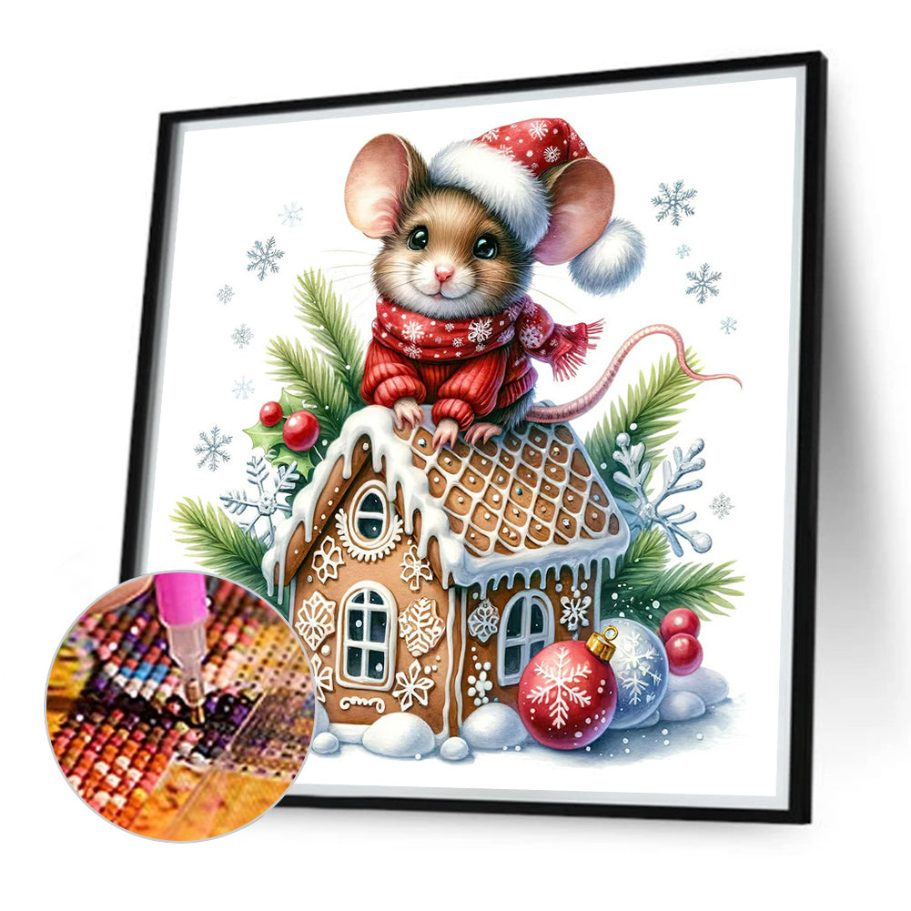 Cookie Christmas Mouse - Full Round Drill Diamond Painting 40*40CM