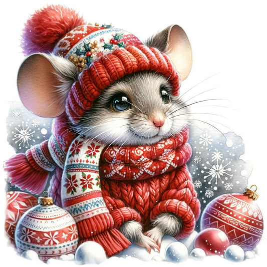 Mouse On Snow - Full Round Drill Diamond Painting 40*40CM