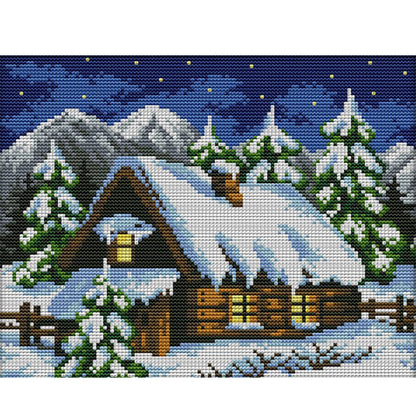 Winter Fairy Tale House(1) - 14CT Stamped Cross Stitch 29*22CM(Joy Sunday)