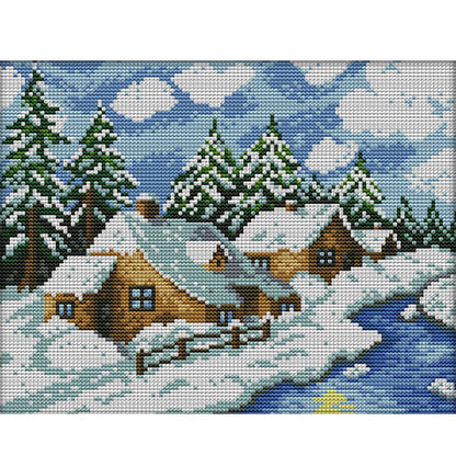 Winter Fairy Tale House(2) - 14CT Stamped Cross Stitch 29*22CM(Joy Sunday)