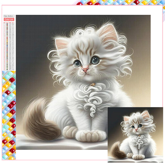 White Cat - Full Square Drill Diamond Painting 30*30CM