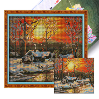 Winter Morning Light - 14CT Stamped Cross Stitch 36*33CM(Joy Sunday)