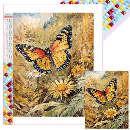 Butterfly In Reeds - Full Square Drill Diamond Painting 35*45CM