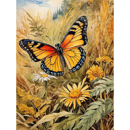 Butterfly In Reeds - Full Square Drill Diamond Painting 35*45CM