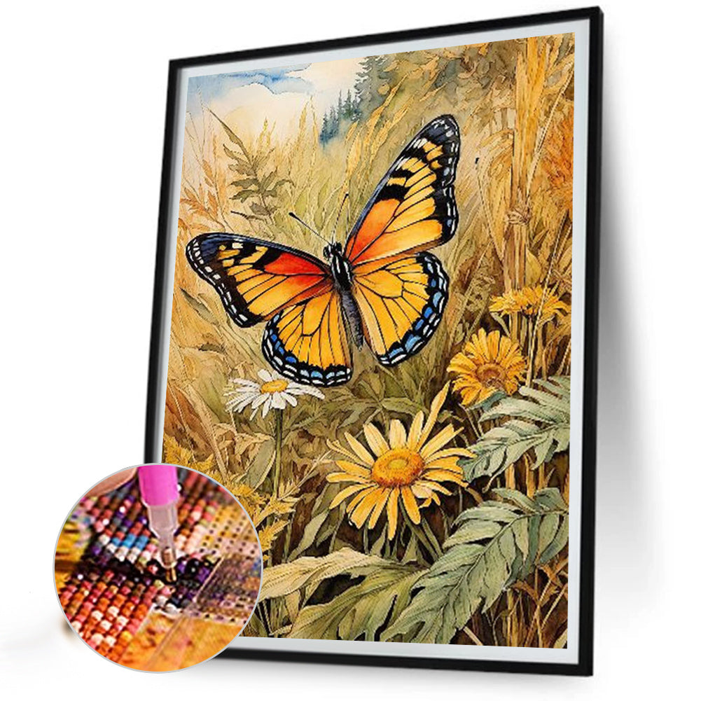 Butterfly In Reeds - Full Square Drill Diamond Painting 35*45CM