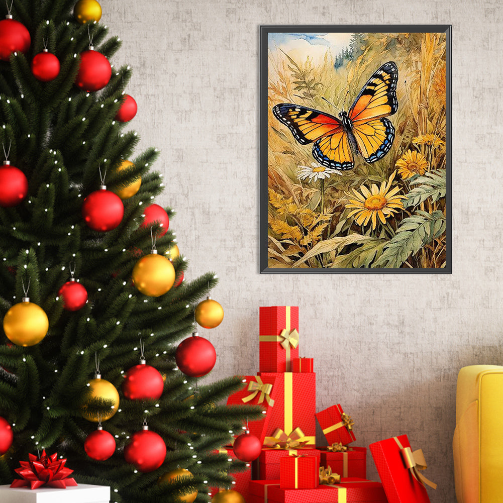 Butterfly In Reeds - Full Square Drill Diamond Painting 35*45CM