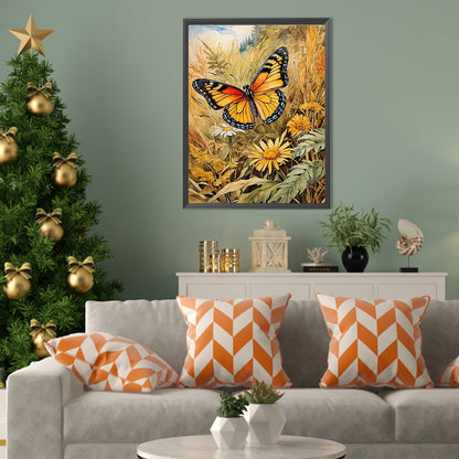 Butterfly In Reeds - Full Square Drill Diamond Painting 35*45CM