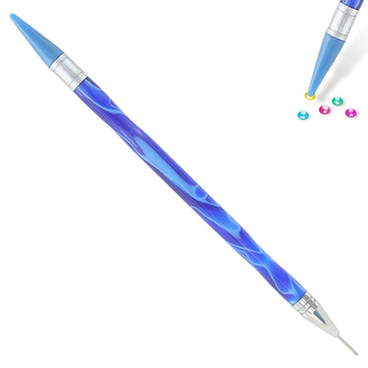 Double-End Manicure Point Drill Pen with Clay Glue Tips Nail Art Tool (Blue)