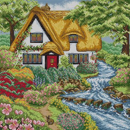 Spring At The Creekside Cabin - 14CT Stamped Cross Stitch 43*43CM(Joy Sunday)