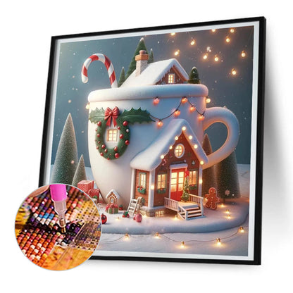 Winter Glow Cabin - Full Round Drill Diamond Painting 30*30CM